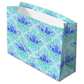Niedliche Kids Tropical Blue Ocean Sea Turtle Große Geschenktüte (Rückseite Schrägansicht)
