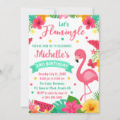 Niedliche Kids Tropical Flamingo Sommer Geburtstag Einladung (Vorderseite)