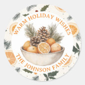 Niedliche Kiefernzapfen und Orangen Personalisiert Runder Aufkleber (Vorderseite)