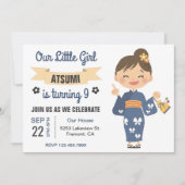 Niedliche Kimono Japanisches Mädchen Geburtstagspa Einladung (Vorderseite)