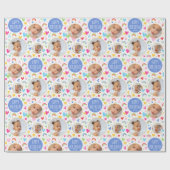 Niedliche Kinder 4. Geburtstag Rainbow Foto Hearbl Geschenkpapier (Flach)