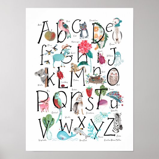 Niedliche Kinder ABC Alphabet | Children Wall Art Poster (Vorne)