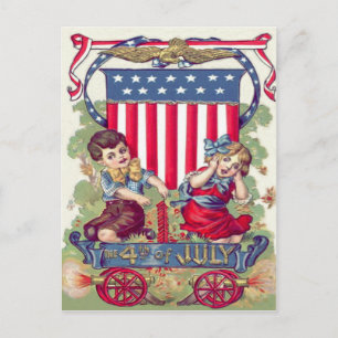 Niedliche Kinder Amerikanische Schildeskanone Postkarte