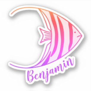 Niedliche Kinder Angel Fisch Sticker Name Aufklebe