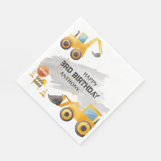 Niedliche Kinder Bau Geburtstag Serviette (Ecke)