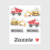 Niedliche Kinder Baufahrzeuge Personalisierte Beze Aufkleber (Blatt)