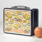 Niedliche Kinder Baufahrzeuge Personalisierte Beze Metall Brotdose (Beispiel)