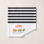 Niedliche Kinder bezeichnen Schwarz-Weiß-Streifen Badhandtuch Set (Waschlappen)