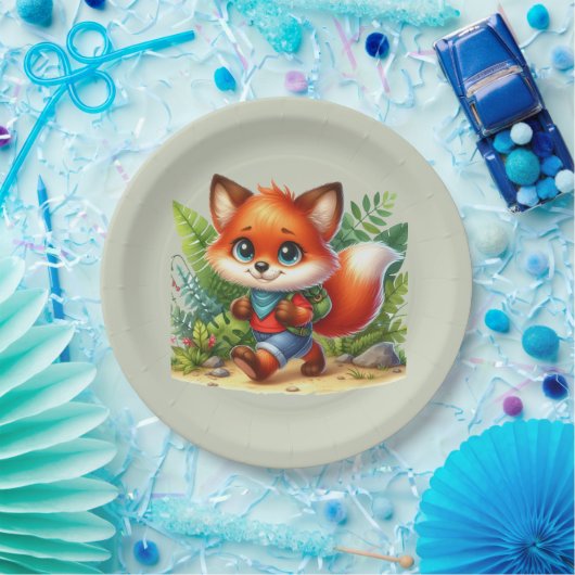 Niedliche Kinder Camping & Wanderfox Party Pappteller (Party)