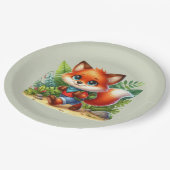 Niedliche Kinder Camping & Wanderfox Party Pappteller (Schrägansicht)