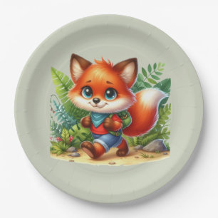 Niedliche Kinder Camping & Wanderfox Party Pappteller