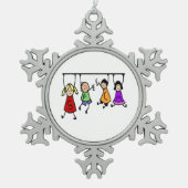 Niedliche Kinder Cartoon, der Redewörter hält Schneeflocken Zinn-Ornament (Vorderseite)