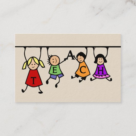 Niedliche Kinder Cartoon mit Teach Word Visitenkarte (Rückseite)