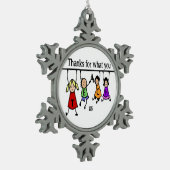 Niedliche Kinder Cartoon Rechtschreibunterricht fü Schneeflocken Zinn-Ornament (Links)