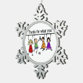 Niedliche Kinder Cartoon Rechtschreibunterricht fü Schneeflocken Zinn-Ornament (Rechts)