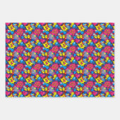 Niedliche Kinder Comic Pop gekachelt Muster Geschenkpapier Set (Vorderseite)