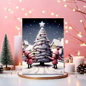 Niedliche Kinder dekorieren Weihnachtsbaum Feiertagskarte