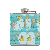 Niedliche Kinder, die auf dem Strandmuster spielen Flachmann (Rückseite)