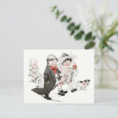 Niedliche Kinder, die den Hochzeits-März tun Postkarte (Stehend Vorderseite)