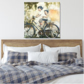 Niedliche Kinder, die mit dem Fahrrad lachen Leinwanddruck (Insitu (Schlafzimmer))