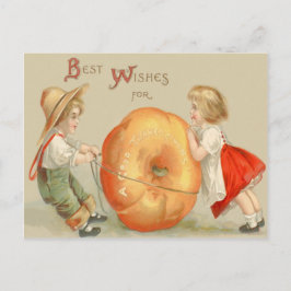 Niedliche Kinder, die Pumpkin Postkarte