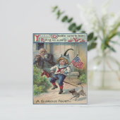 Niedliche Kinder, die unter der amerikanischen Fla Postkarte (Stehend Vorderseite)