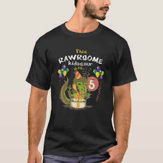 Niedliche Kinder Dinosaurier 5. Geburtstag 5 Jahre T-Shirt