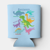 Niedliche Kinder Dinosaurier und Namen blau Dosenkühler (Rückseite)