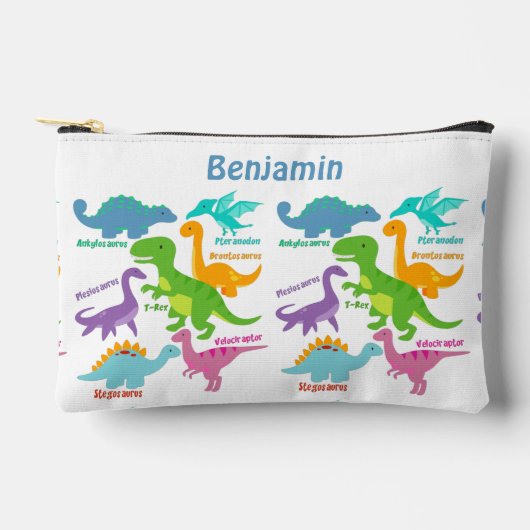 Niedliche Kinder Dinosaurier und Namen Zubehörtasche (Vorderseite)