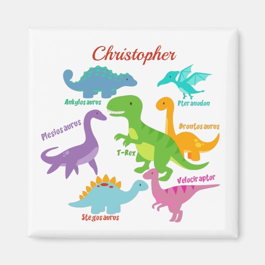 Niedliche Kinder Dinosauriernamen Personalisiert Magnet (Vorne)