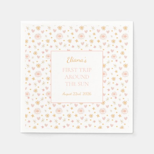 Niedliche Kinder "Erste Sonnenreise" Geburtstag Serviette (Vorderseite)