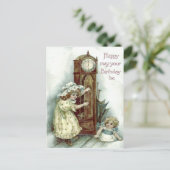 Niedliche Kinder Großvater Clock Kitten Postkarte (Stehend Vorderseite)
