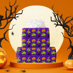 Niedliche Kinder Halloween lila Geschenkpapier