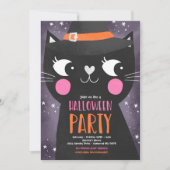 Niedliche Kinder Halloween-Party Hexen Katze Spook Einladung (Vorderseite)