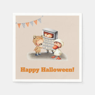 Niedliche Kinder im Halloween-Party Kostüme Serviette
