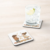 Niedliche Kinder im Herbst Getränkeuntersetzer (Rechte Seite)