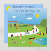 Niedliche Kinder im Park-bunten kundengerechten Einladung (Vorne/Hinten)