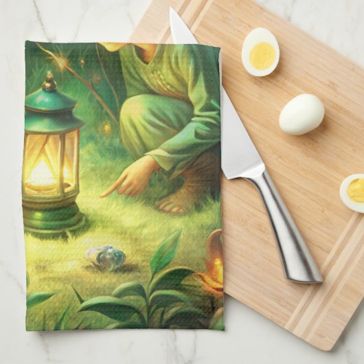 Niedliche Kinder im Wald Geschirrtuch (Viertel Falte)