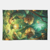 Niedliche Kinder im Wald Geschirrtuch (Horizontal)