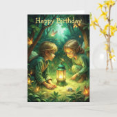 Niedliche Kinder im Wald Karte (Gelbe Blume)