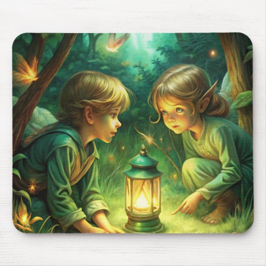 Niedliche Kinder im Wald Mousepad (Vorne)