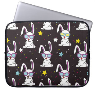 Niedliche Kinder Kaninchenmuster. Farbiges Kaninch Laptopschutzhülle