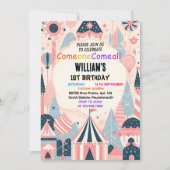 niedliche Kinder Karneval Circus Show 1. Geburtsta Einladung (Vorderseite)