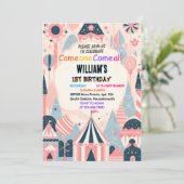 niedliche Kinder Karneval Circus Show 1. Geburtsta Einladung (Stehend Vorderseite)