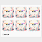 niedliche Kinder Karneval Circus Show 1. Geburtsta Quadratischer Aufkleber (Blatt)