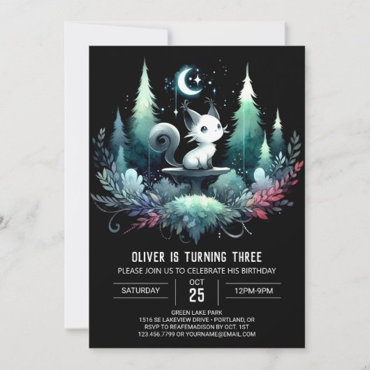 Niedliche Kinder Katze Geburtstag Einladung (Vorderseite)