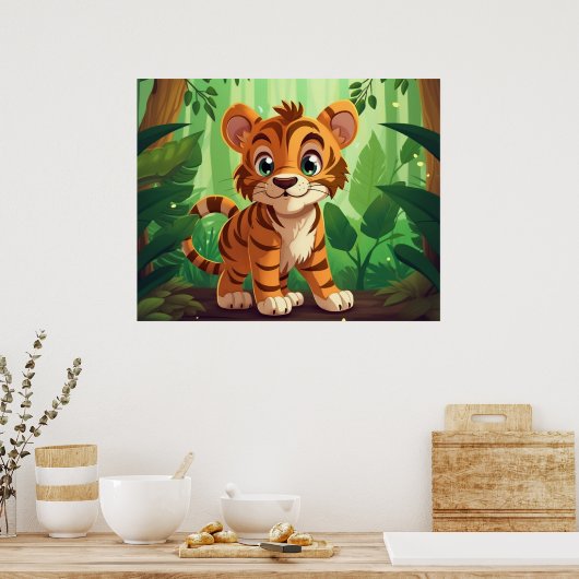 niedliche Kinder Kinderzimmer tiger Dschungel Lieb Poster (Küche)
