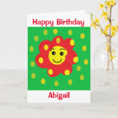 Niedliche Kinder lächeln Gesicht Blume Geburtstag Karte (Gelbe Blume)