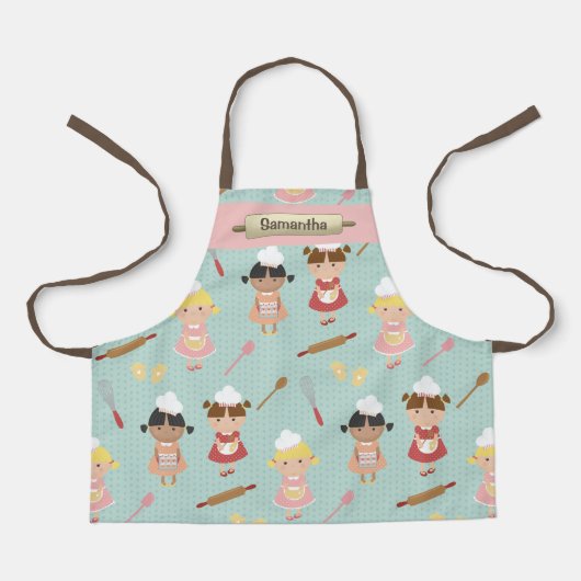 Niedliche Kinder mit Buttonen backen Schürze (Vorderseite)