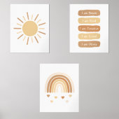 Niedliche Kinder Nachweise Boho Sun Rainbow Hearts Bilderwand Sets (Vorderseite)